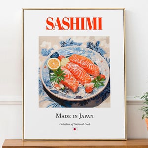 Sashimi Print, Japanese Food Wall Art, Kitchen Cafe Decor