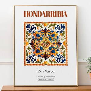 Hondarribia, País Vasco, España, Azulejo tradicional estético folclórico, Póster con impresión de arte de pared, Arte de pared de cocina
