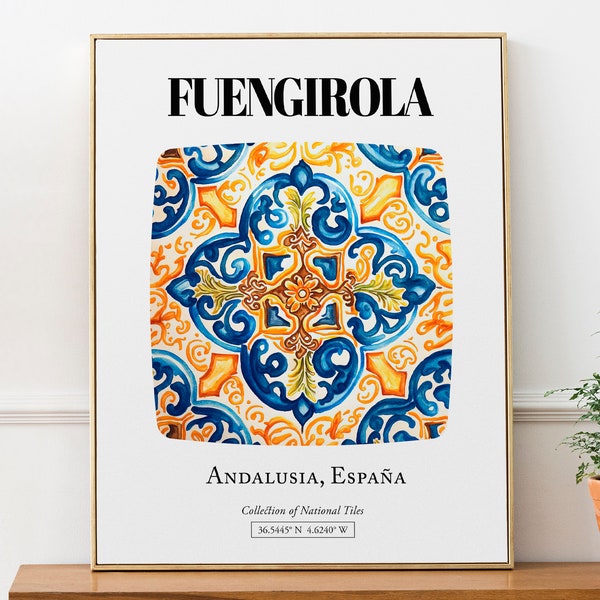 Fuengirola, Andalusien, Spanien — Dekoratives Fliesenmuster Wand Kunst Poster