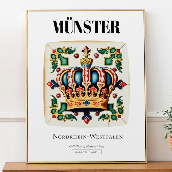 Münster, Nordrhein-Westfalen, Germany, Traditional Tile Pattern Aesthetic Wall Art Decor Print Poster