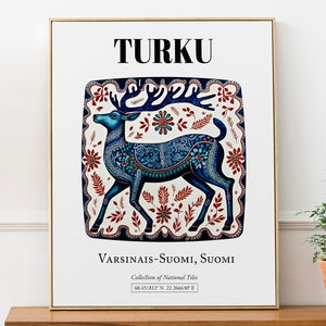 Turku, Varsinais-Finland, Finland, Traditional Tile Pattern Aesthetic Wall Art Decor Print Poster