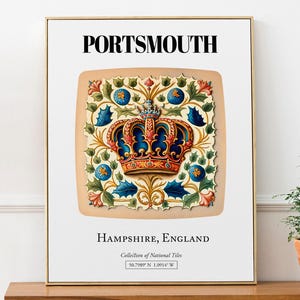 Portsmouth, Hampshire, England - Traditional Tile Pattern Wall Art Print Poster