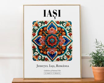 Iași Romania Tile Art Print: Traditional Pattern Wall Decor