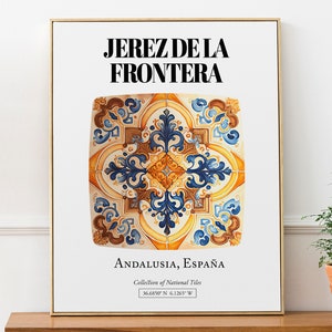 Jerez de la Frontera, Andalucía, España - Póster con estampado de azulejos tradicionales