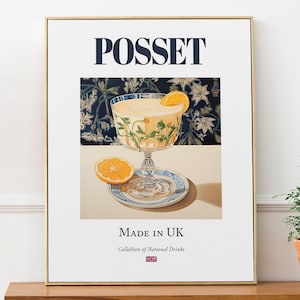 Posset Print, Traditional English Drink, Kitchen Bar Art