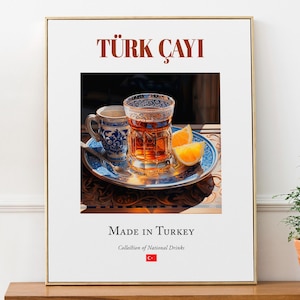 Türk çayı sur Izmir/carrelage en majolique, affiche imprimée sur un thé turc traditionnel, décoration murale pour cuisine et bar