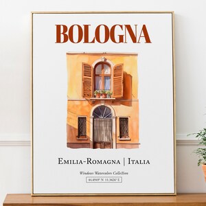 Póster de viaje de Bolonia (Emilia-Romaña, Italia), ilustración de acuarela tradicional para pared, regalo para amantes de Italia