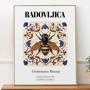 Radovljica Slovenia Tile Art Print: Traditional Bee Poster