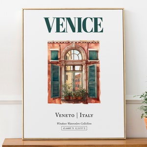 Venedig (Venetien, Italien) Reise, Druck Poster, Traditionelle Fenster Aquarell Illustration Wand Dekoration, Italien Liebhaber Geschenk