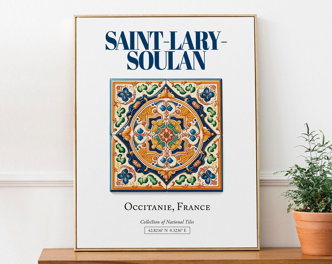 Soulan Patterns Saint-lary-soulan Tile Art Print, France, Traditional Folk Decor - Etsy