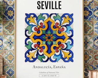 Seville Tile Pattern Poster: Andalusian Elegance in Wall Art