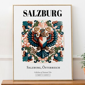 Salzbourg, Autriche, motif de carrelage traditionnel, impression d'art déco murale, affiche d'impression