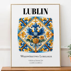 Impresión artística de azulejos de Lublin, Polonia: decoración de pared con motivos tradicionales