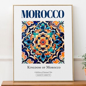 Moroccan Tile Print, Folk Art, Bedroom Wall Decor