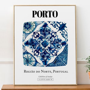 Porto, Portugal, Traditional Azolejos Aesthetic Wall Art Print Poster