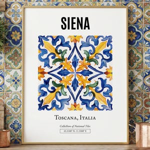 Stampa artistica di piastrelle di Siena, Toscana: poster di paesaggio italiano