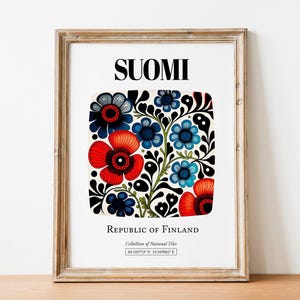 Finnish Tile Art Print | Suomi Floral Pattern Poster image 8