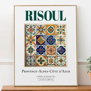 Risoul, Provence-Alpes-Côte d&#39;Azur, France, Aesthetic Minimalistic Traditional Tile, Wall Art Décor Print Poster, Living Room Art