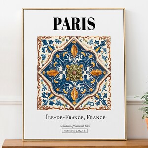 Parigi, Île-de-France, Francia, Poster decorativo da parete con motivo di piastrelle ispiratore