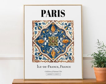 Paris, Île-de-France, France, Inspiring Tile Pattern Aesthetic Wall Art Decor Print Poster