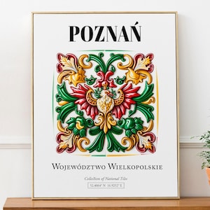 Impresión artística de Poznań, Polonia, decoración de pared con patrón de azulejos tradicionales