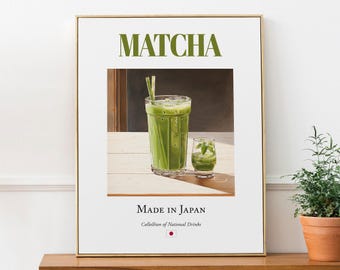 Matcha Art Print: Japanese Beverage Poster, Kitchen Bar Wall Decor