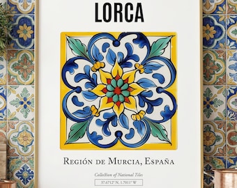 Spanish Tile Art Print, Lorca, Murcia, Spain, Folk Decor