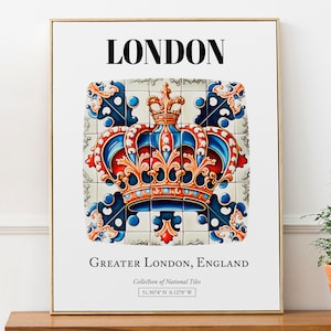 London Royal Charm: Traditional Tile Pattern Aesthetic Wall Art Decor Print Poster image 1