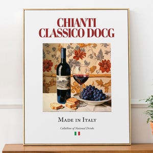 Chianti Classico Wine Print, Italian Beverage Poster, Kitchen Bar Wall Art
