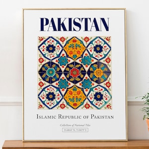 Pakistan Aesthetic Traditional Tile, Wall Art Décor Print Poster, Bedroom Wall Decor