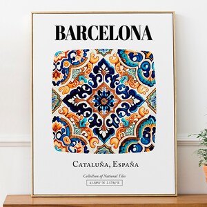 Poster dal design incantevole delle piastrelle di Barcellona: arte da parete ispirata alla Catalogna, Spagna