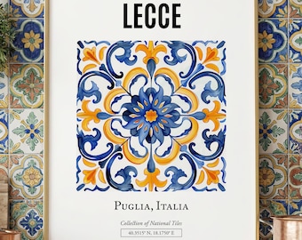 Lecce Puglia Italy Print, Traditional Tile Wall Art