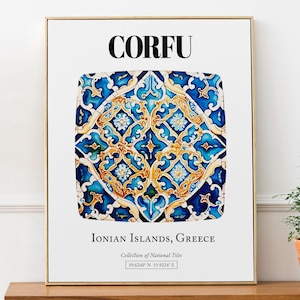 Corfu Captivating Tile Patterns Poster: Greek Island Beauty in Wall Art
