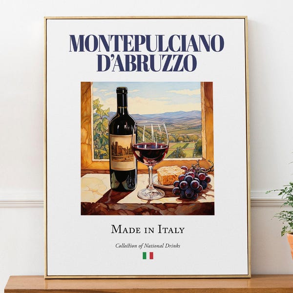 Montepulciano D'abruzzo Print, Italian Wine Poster, Kitchen Bar Art