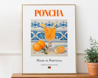 Poncha Print: Traditional Portugal Drink Poster, Kitchen & Bar Art