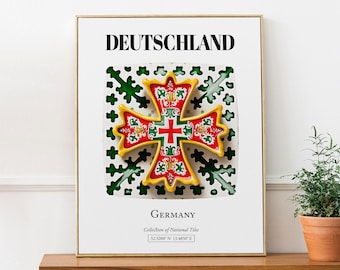 Germany Tile Pattern Art Print: Traditional Deutschland Decor