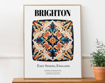 Brighton Coastal Tile Pattern: English Seaside in Wall Art