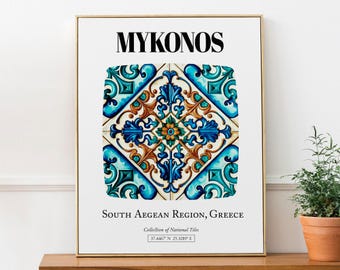Mykonos Lebendige Fliesenmuster Poster: Griechische Insel Eleganz in der Wandkunst