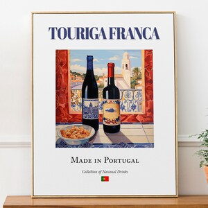 Touriga Franca em Azulejo, Cartaz de Bebida Tradicional Portuguesa (Bebida), Arte de Parede para Cozinha e Bar