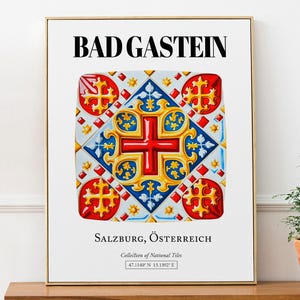 Bad Gastein, Salzburg, Austria, Traditional Tile Pattern Aesthetic Wall Art Decor Print Poster