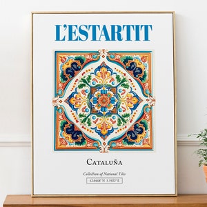L'Estartit, Catalogne, Espagne, Carrelage traditionnel esthétique, affiche d'art mural, décoration de salon, oeuvre d'art