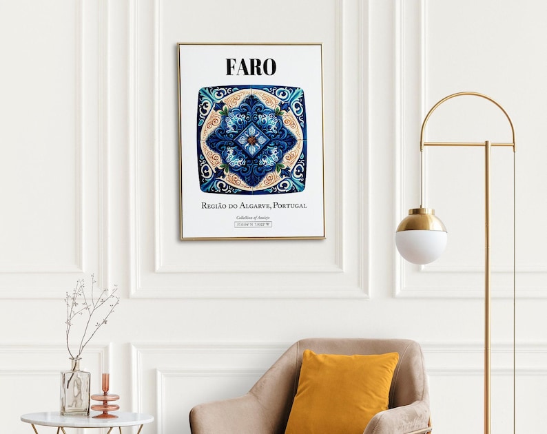 Faro Portugal Tile Art Print: Traditional Algarve Pattern Decor image 6