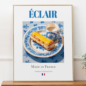 Eclair Art Print, French Food Poster, Kitchen Cafe Decor