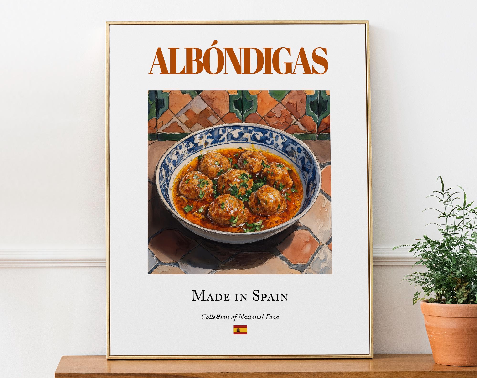 Albóndigas Traditional Spanish Food, Kitchen and Café Wall Art, Meatballs Poster, Foodie Gift