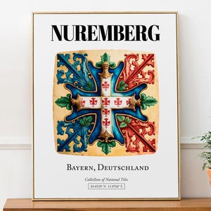 Nuremberg, Bayern, Germany, Traditional Tile Pattern Aesthetic Wall Art Decor Print Poster