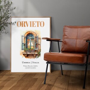 Póster de viaje de Orvieto (Umbría, Italia), ilustración de acuarela tradicional para pared, regalo para amantes de Italia