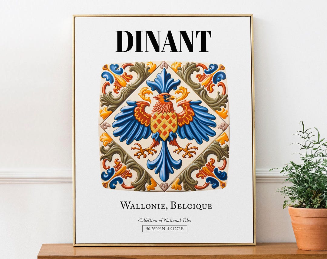 Dinant, Wallonie, Belgique, Tile Pattern With Eagle in Coat of Arms ...