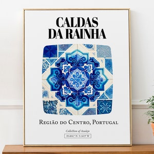 Caldas da Rainha, Região do Centro, Portugal, Traditional Tile Pattern Aesthetic Wall Art Decor Print Poster