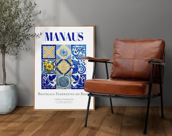 Manaus Brasil Azulejo Azulejo Arte Impresión, Decoración de la pared de la cocina