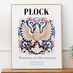 Impresión artística de azulejos de Płock, Polonia, decoración de pared con motivos tradicionales